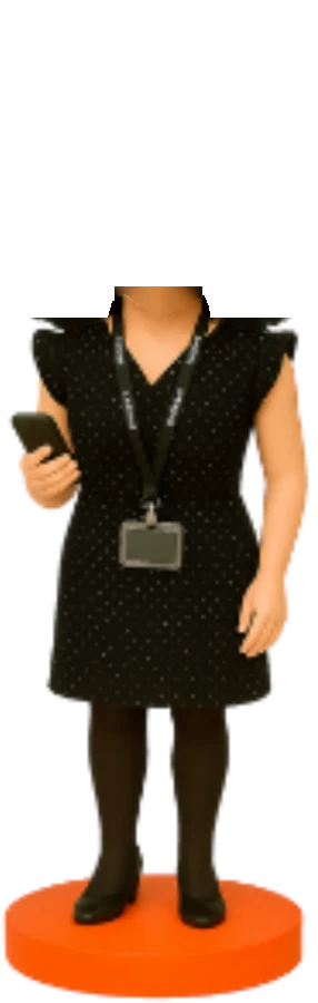 Bobble-head figure of Lydia Brewer, Marketing Manager at Phoenix Plumbing & Heating